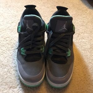 Air Jordan’s hi tops.  Youth size 4